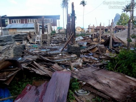 Damage from tsunami